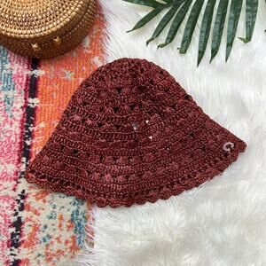 Filippo Catarzi Woven Bucket Hat Made in Italy Rust Red Boho Summer Vacation